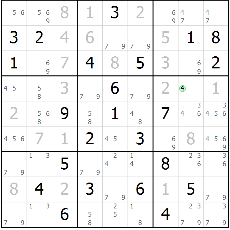 Position des candidats pour la solution de la Gr 44 page 46 du magazine de sudoku Expert n° 016