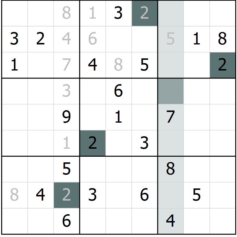 Position des candidats pour la solution de la Gr 44 page 46 du magazine de sudoku Expert n° 016