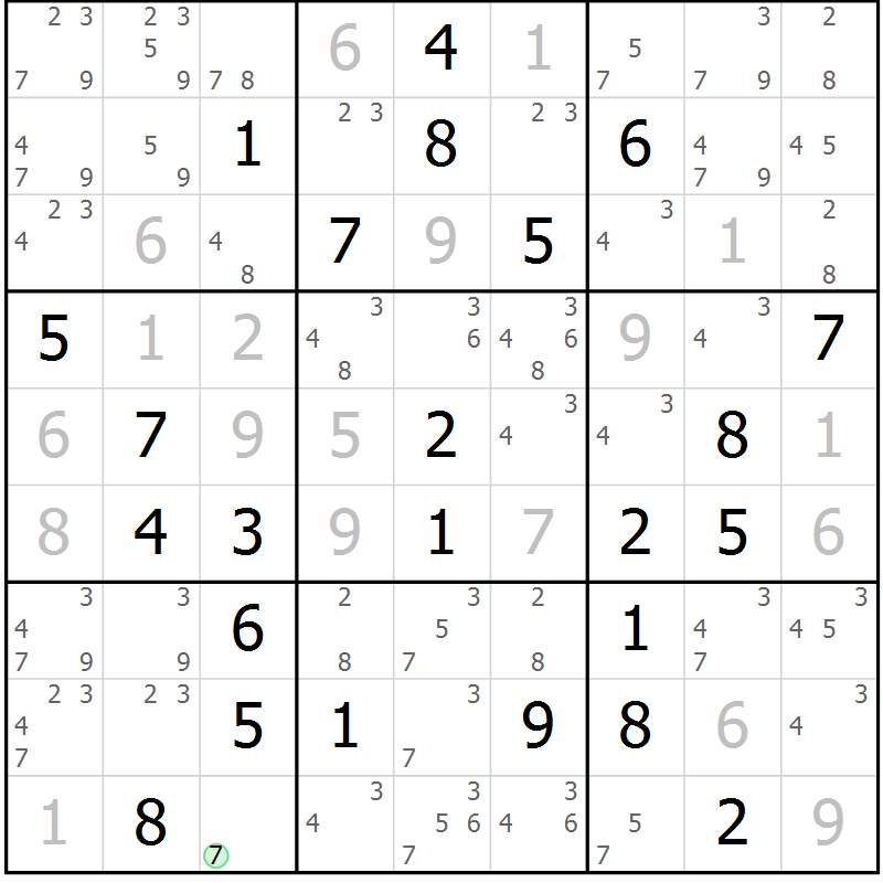 Position des candidats pour la solution de la Gr 45 page 47 du magazine de sudoku Expert n° 016
