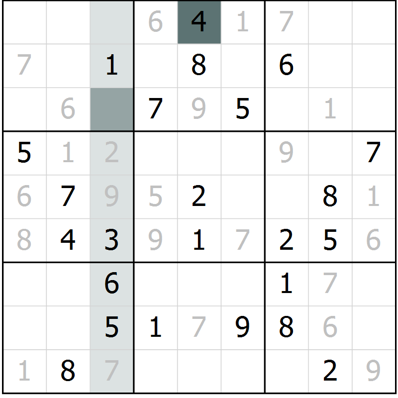 Position des candidats pour la solution de la Gr 45 page 47 du magazine de sudoku Expert n° 016