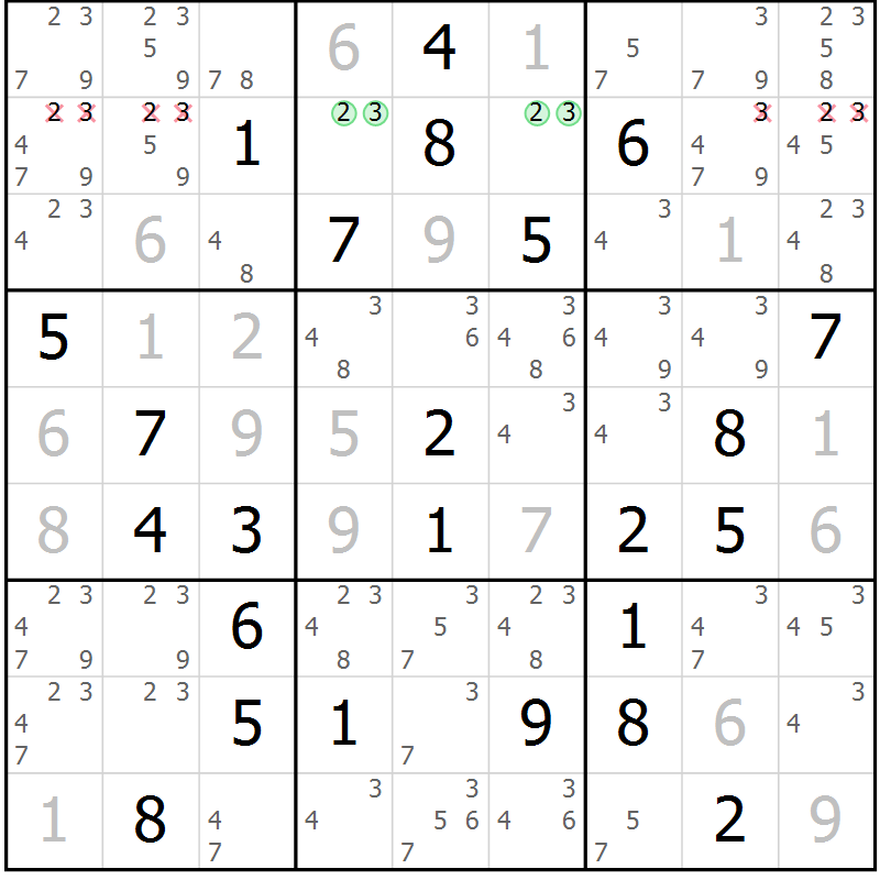 Position des candidats pour la solution de la Gr 45 page 47 du magazine de sudoku Expert n° 016
