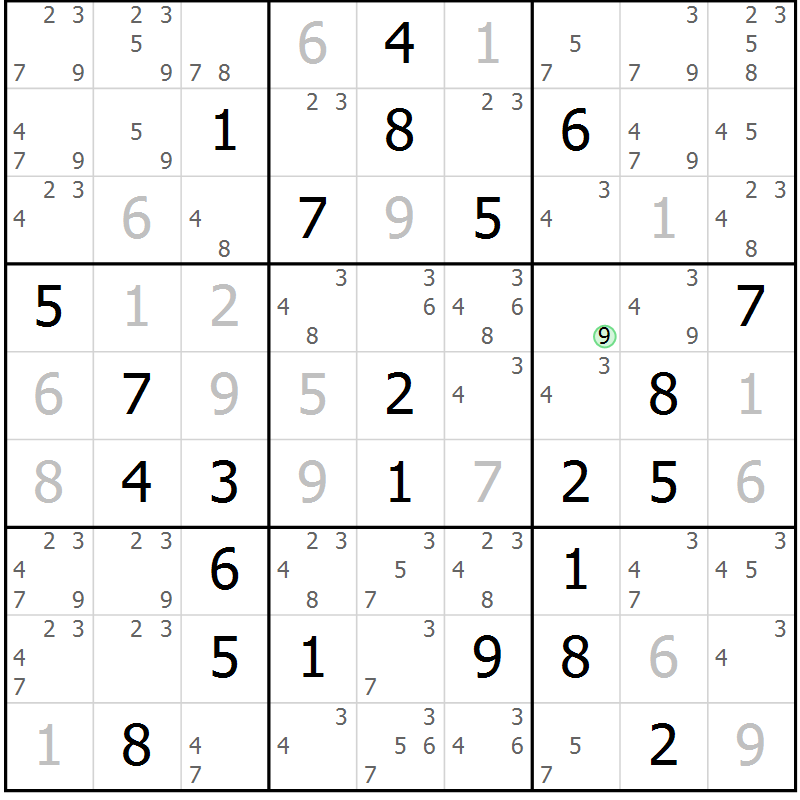 Position des candidats pour la solution de la Gr 45 page 47 du magazine de sudoku Expert n° 016