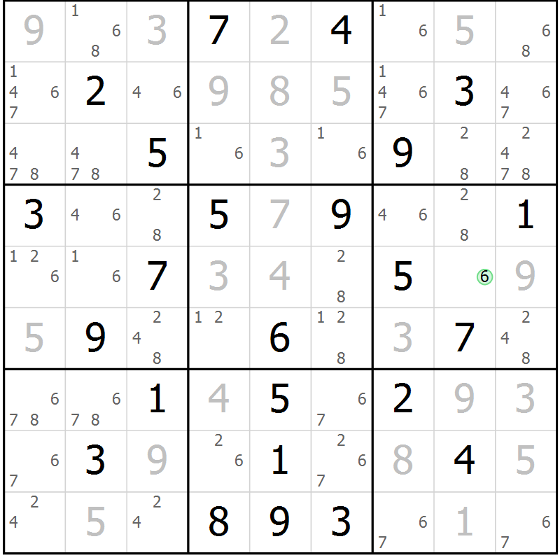 Position des candidats pour la solution de la Gr 46 page 48 du magazine de sudoku Expert n° 016