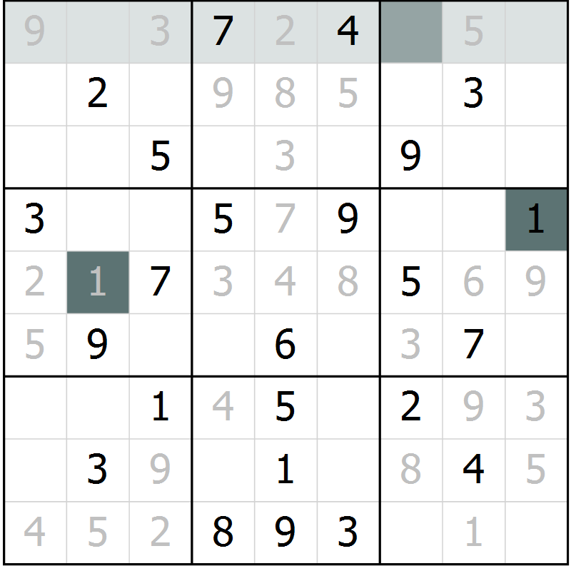 Position des candidats pour la solution de la Gr 46 page 48 du magazine de sudoku Expert n° 016