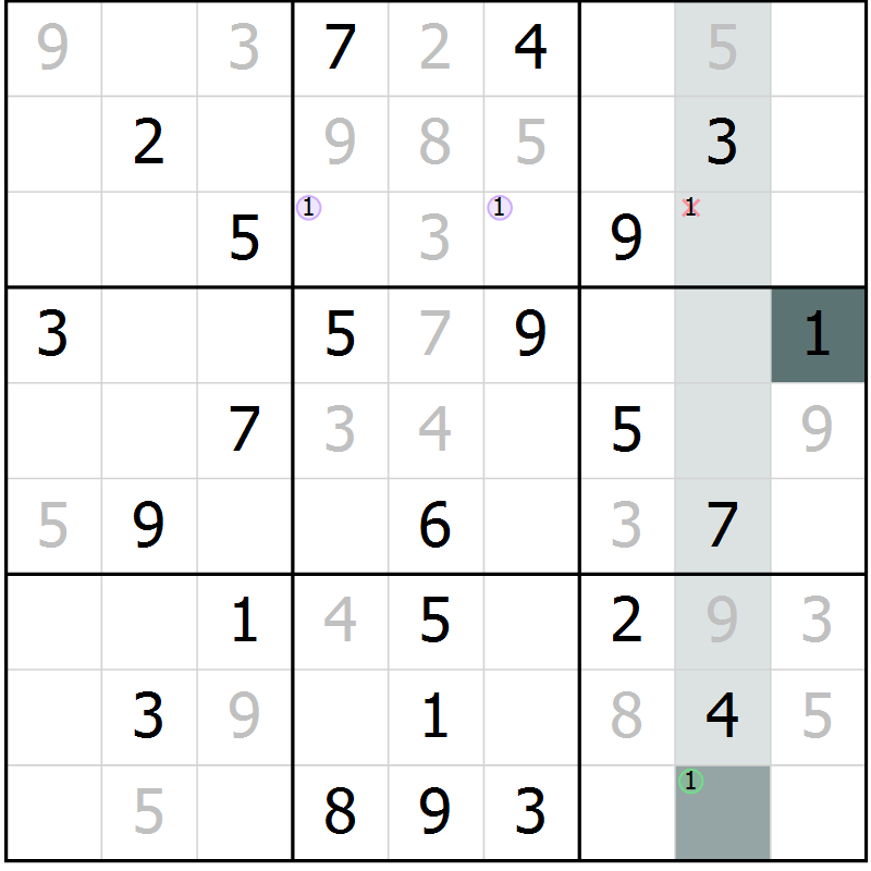 Position des candidats pour la solution de la Gr 46 page 48 du magazine de sudoku Expert n° 016
