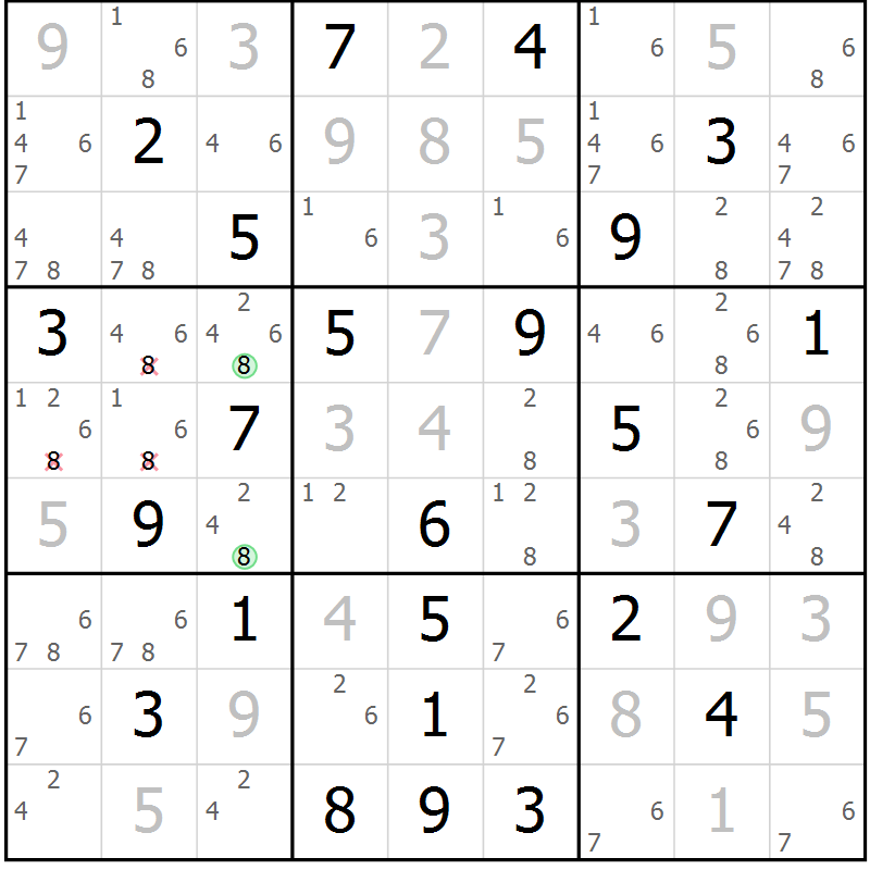 Position des candidats pour la solution de la Gr 46 page 48 du magazine de sudoku Expert n° 016