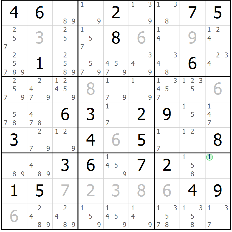 Position des candidats pour la solution de la Gr 47 page 49 du magazine de sudoku Expert n° 016