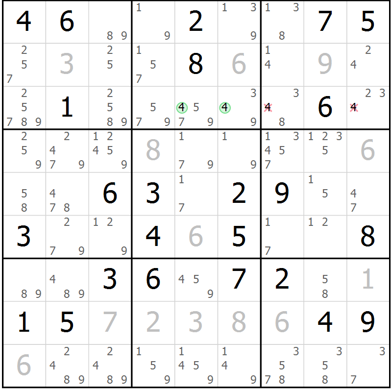 Position des candidats pour la solution de la Gr 47 page 49 du magazine de sudoku Expert n° 016