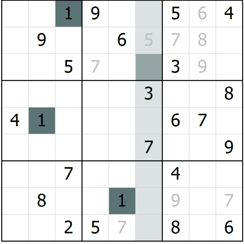 Position des candidats pour la solution de la Gr 48 page 50 du magazine de sudoku Expert n° 016