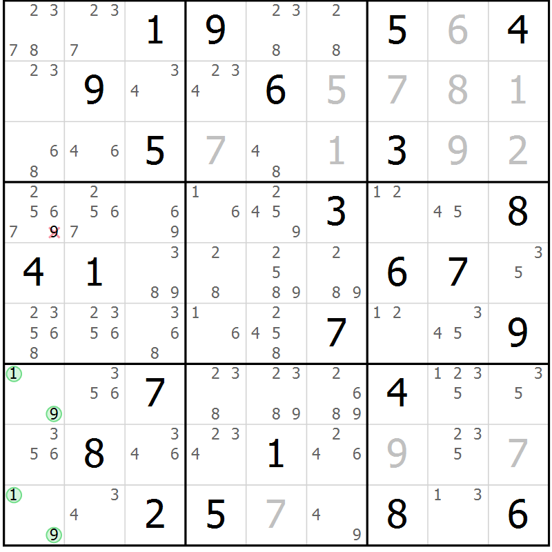 Position des candidats pour la solution de la Gr 48 page 50 du magazine de sudoku Expert n° 016
