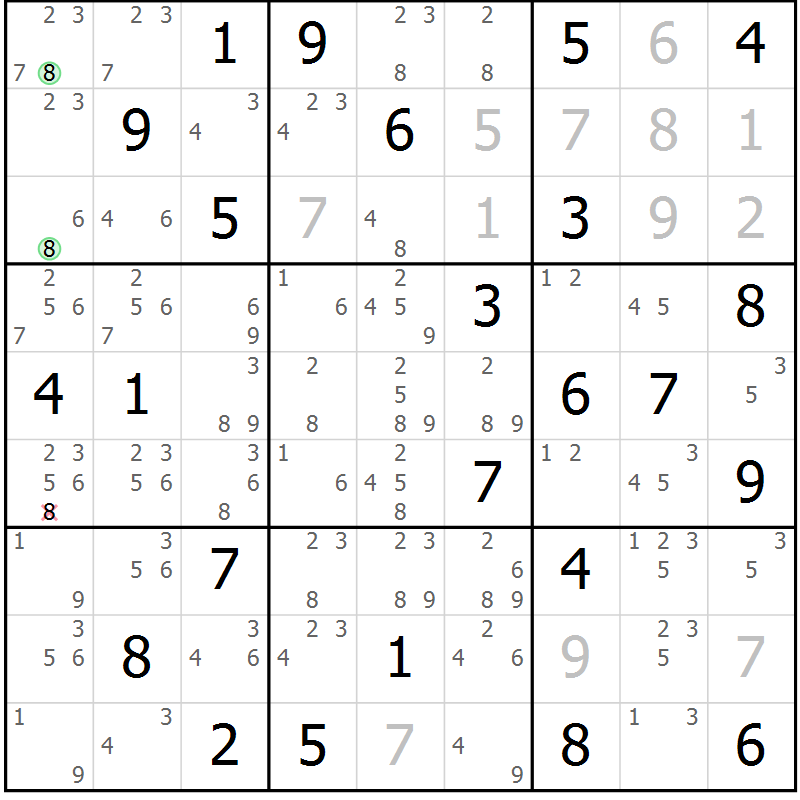 Position des candidats pour la solution de la Gr 48 page 50 du magazine de sudoku Expert n° 016