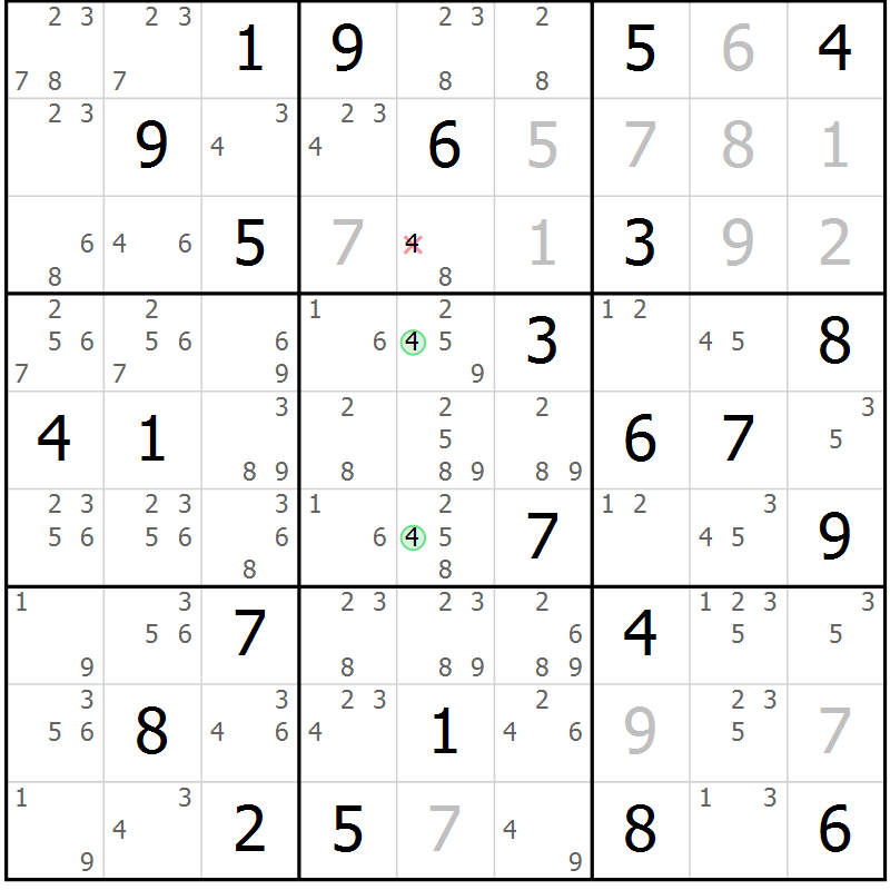 Position des candidats pour la solution de la Gr 48 page 50 du magazine de sudoku Expert n° 016