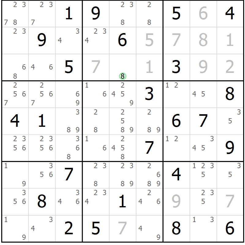 Position des candidats pour la solution de la Gr 48 page 50 du magazine de sudoku Expert n° 016