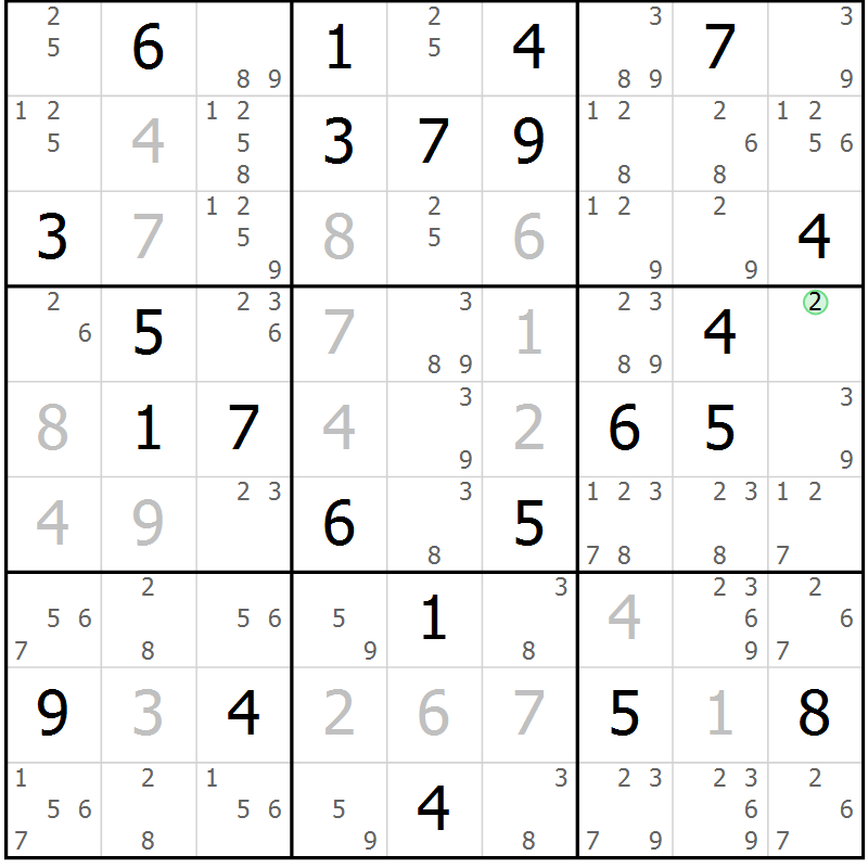 Position des candidats pour la solution de la Gr 49 page 51 du magazine de sudoku Expert n° 016