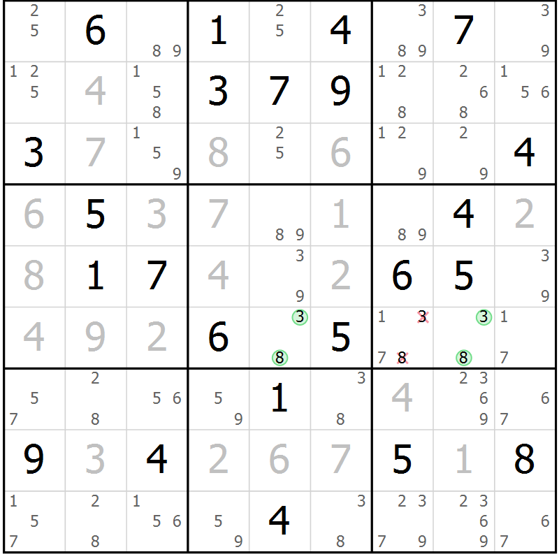 Position des candidats pour la solution de la Gr 49 page 51 du magazine de sudoku Expert n° 016