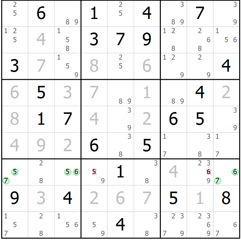 Position des candidats pour la solution de la Gr 49 page 51 du magazine de sudoku Expert n° 016