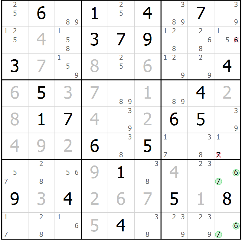 Position des candidats pour la solution de la Gr 49 page 51 du magazine de sudoku Expert n° 016