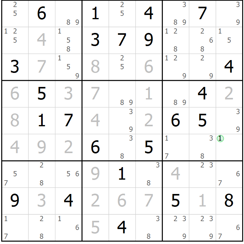 Position des candidats pour la solution de la Gr 49 page 51 du magazine de sudoku Expert n° 016