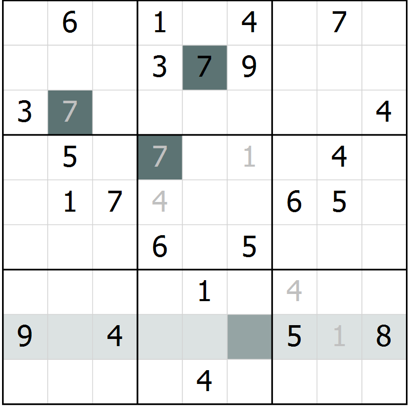 Position des candidats pour la solution de la Gr 49 page 51 du magazine de sudoku Expert n° 016