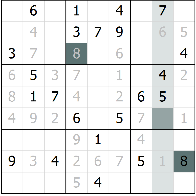 Position des candidats pour la solution de la Gr 49 page 51 du magazine de sudoku Expert n° 016