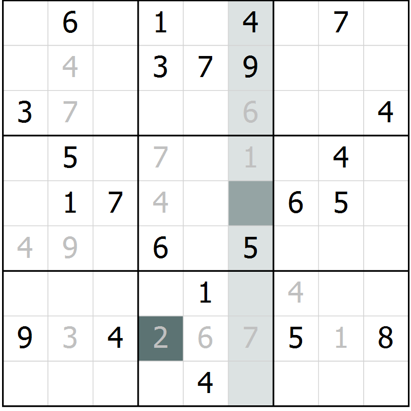 Position des candidats pour la solution de la Gr 49 page 51 du magazine de sudoku Expert n° 016