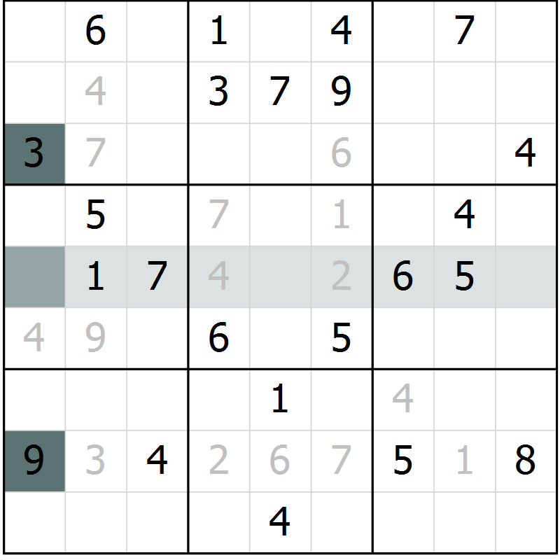Position des candidats pour la solution de la Gr 49 page 51 du magazine de sudoku Expert n° 016
