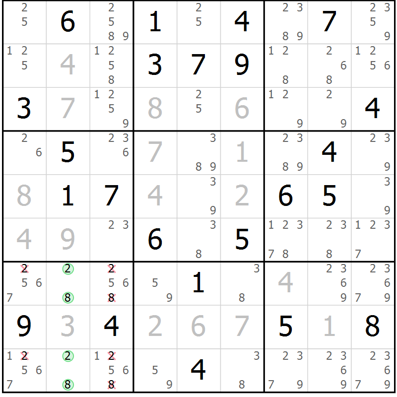 Position des candidats pour la solution de la Gr 49 page 51 du magazine de sudoku Expert n° 016