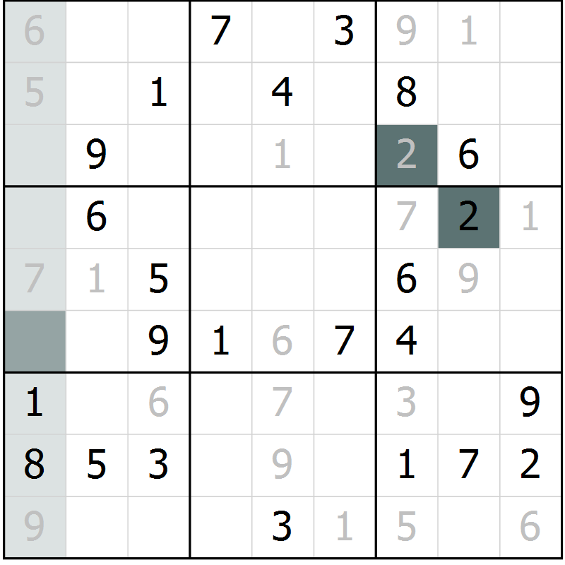 Position des candidats pour la solution de la Gr 5 page 7 du magazine de sudoku Expert n° 016