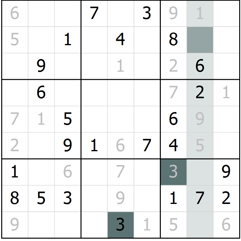 Position des candidats pour la solution de la Gr 5 page 7 du magazine de sudoku Expert n° 016