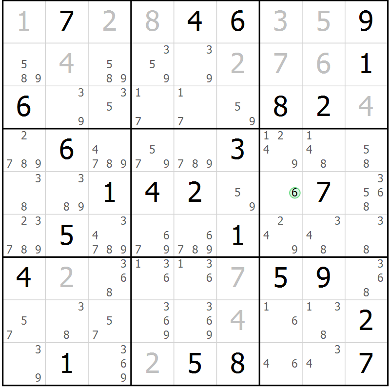 Position des candidats pour la solution de la Gr 50 page 52 du magazine de sudoku Expert n° 016