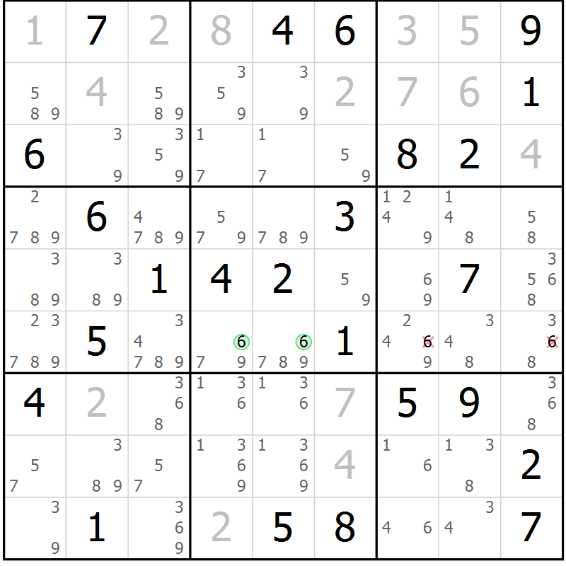 Position des candidats pour la solution de la Gr 50 page 52 du magazine de sudoku Expert n° 016