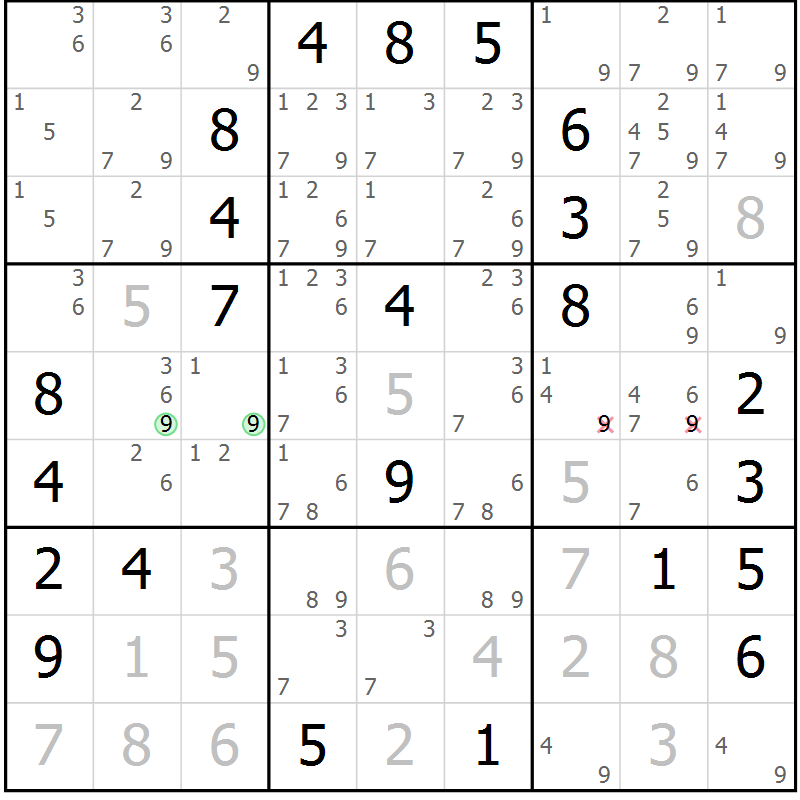 Position des candidats pour la solution de la Gr 51 page 53 du magazine de sudoku Expert n° 016