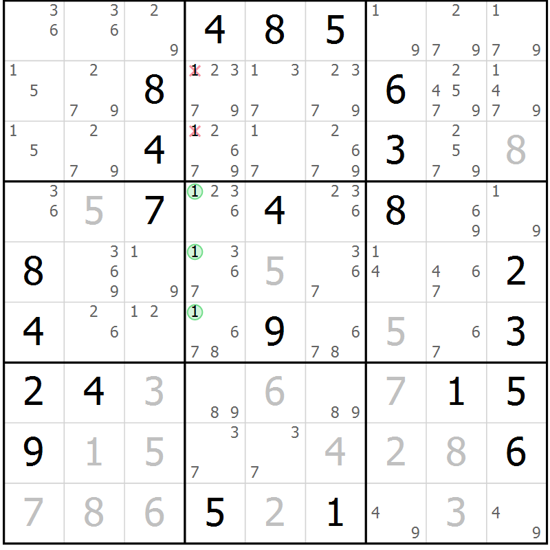 Position des candidats pour la solution de la Gr 51 page 53 du magazine de sudoku Expert n° 016