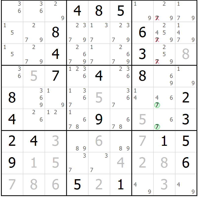 Position des candidats pour la solution de la Gr 51 page 53 du magazine de sudoku Expert n° 016
