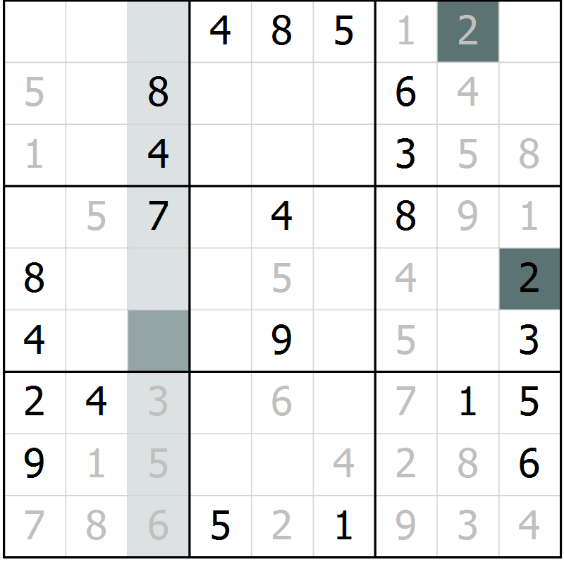 Position des candidats pour la solution de la Gr 51 page 53 du magazine de sudoku Expert n° 016