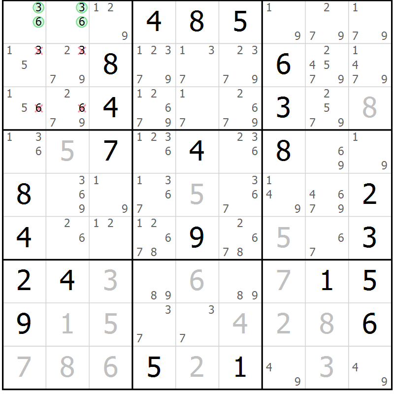 Position des candidats pour la solution de la Gr 51 page 53 du magazine de sudoku Expert n° 016