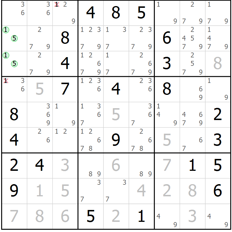 Position des candidats pour la solution de la Gr 51 page 53 du magazine de sudoku Expert n° 016