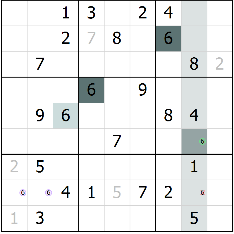 Position des candidats pour la solution de la Gr 52 page 54 du magazine de sudoku Expert n° 016