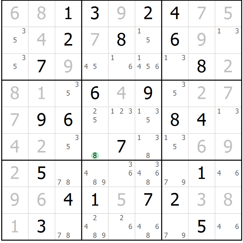 Position des candidats pour la solution de la Gr 52 page 54 du magazine de sudoku Expert n° 016