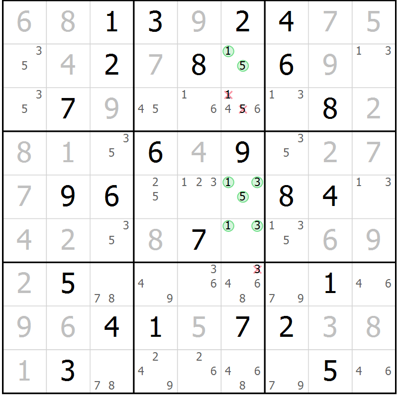 Position des candidats pour la solution de la Gr 52 page 54 du magazine de sudoku Expert n° 016