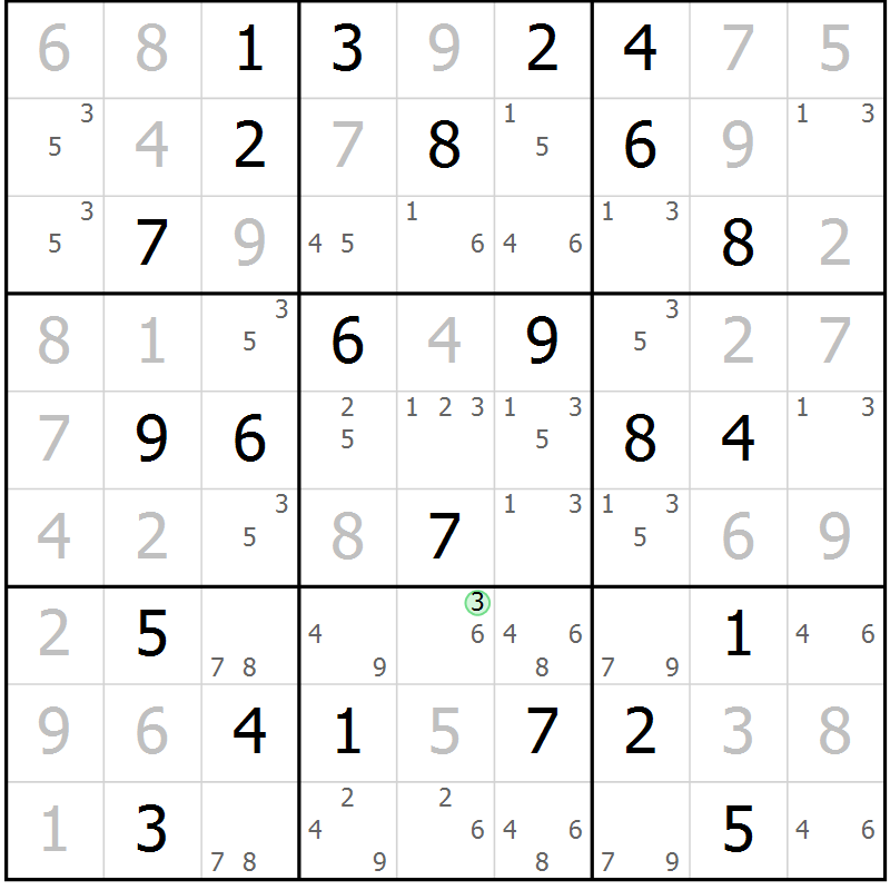 Position des candidats pour la solution de la Gr 52 page 54 du magazine de sudoku Expert n° 016