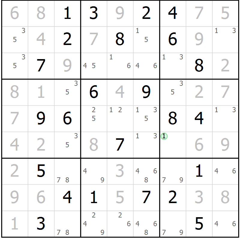 Position des candidats pour la solution de la Gr 52 page 54 du magazine de sudoku Expert n° 016