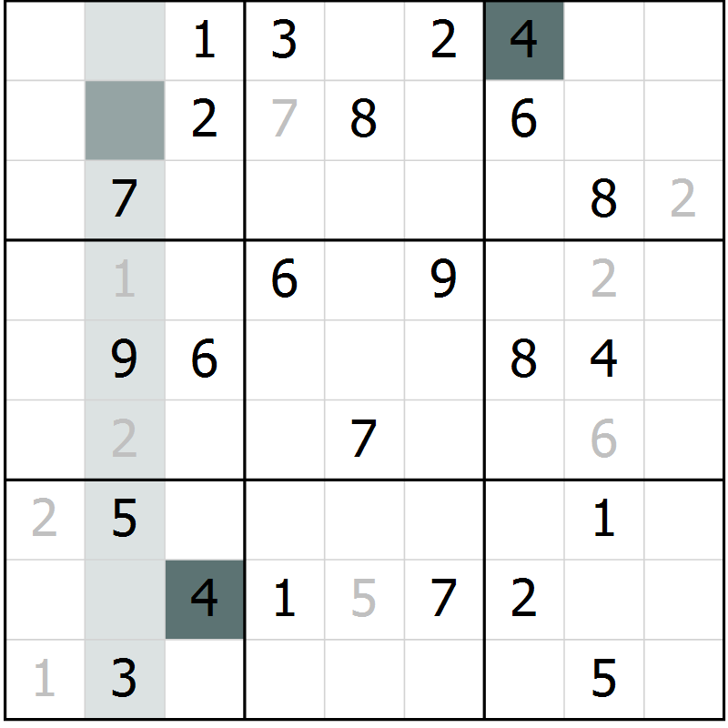 Position des candidats pour la solution de la Gr 52 page 54 du magazine de sudoku Expert n° 016