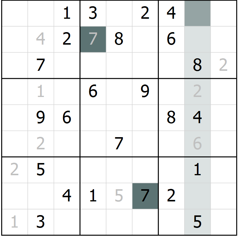 Position des candidats pour la solution de la Gr 52 page 54 du magazine de sudoku Expert n° 016