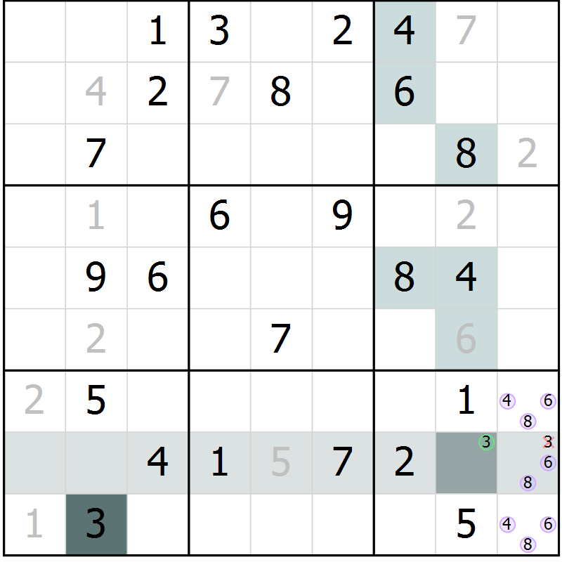 Position des candidats pour la solution de la Gr 52 page 54 du magazine de sudoku Expert n° 016
