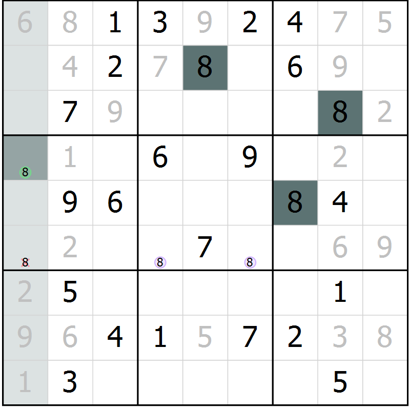 Position des candidats pour la solution de la Gr 52 page 54 du magazine de sudoku Expert n° 016