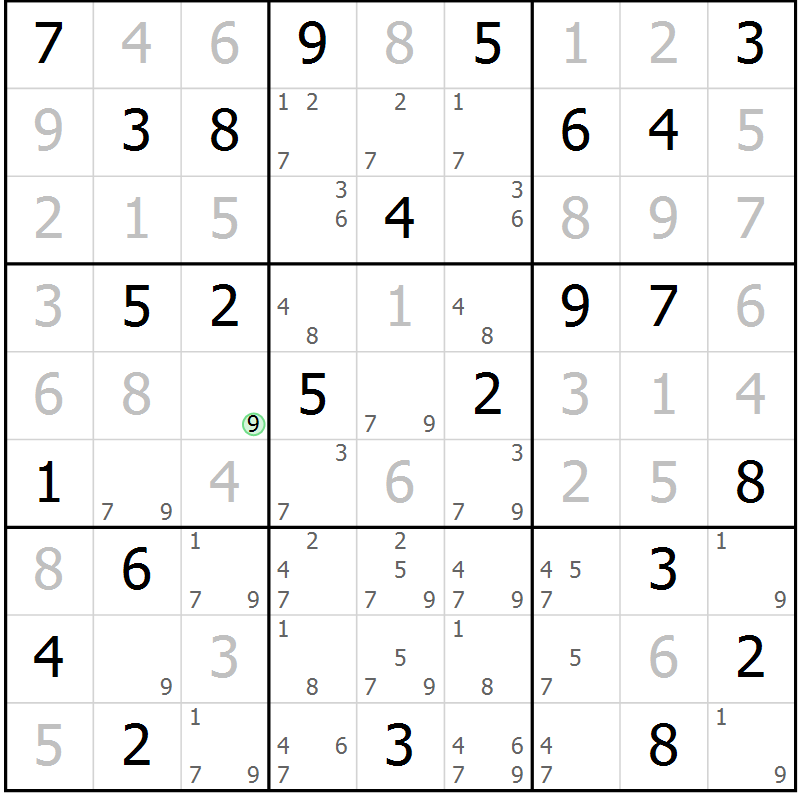 Position des candidats pour la solution de la Gr 53 page 55 du magazine de sudoku Expert n° 016