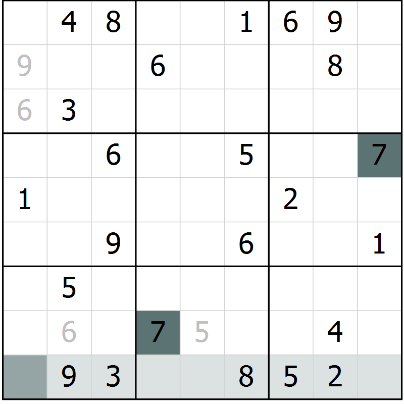 Position des candidats pour la solution de la Gr 54 page 56 du magazine de sudoku Expert n° 016