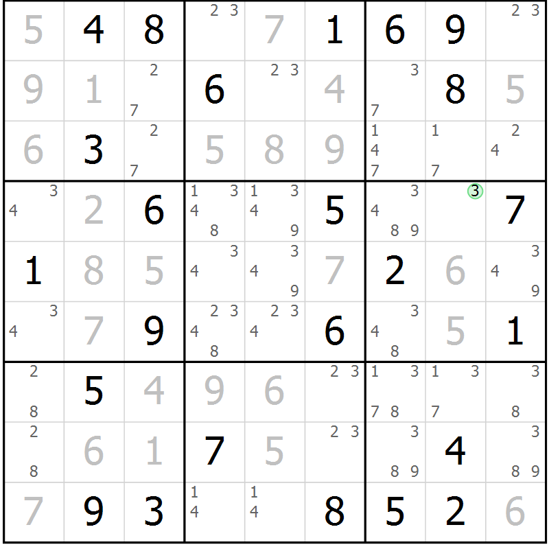 Position des candidats pour la solution de la Gr 54 page 56 du magazine de sudoku Expert n° 016