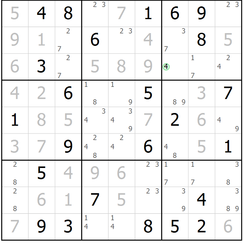 Position des candidats pour la solution de la Gr 54 page 56 du magazine de sudoku Expert n° 016